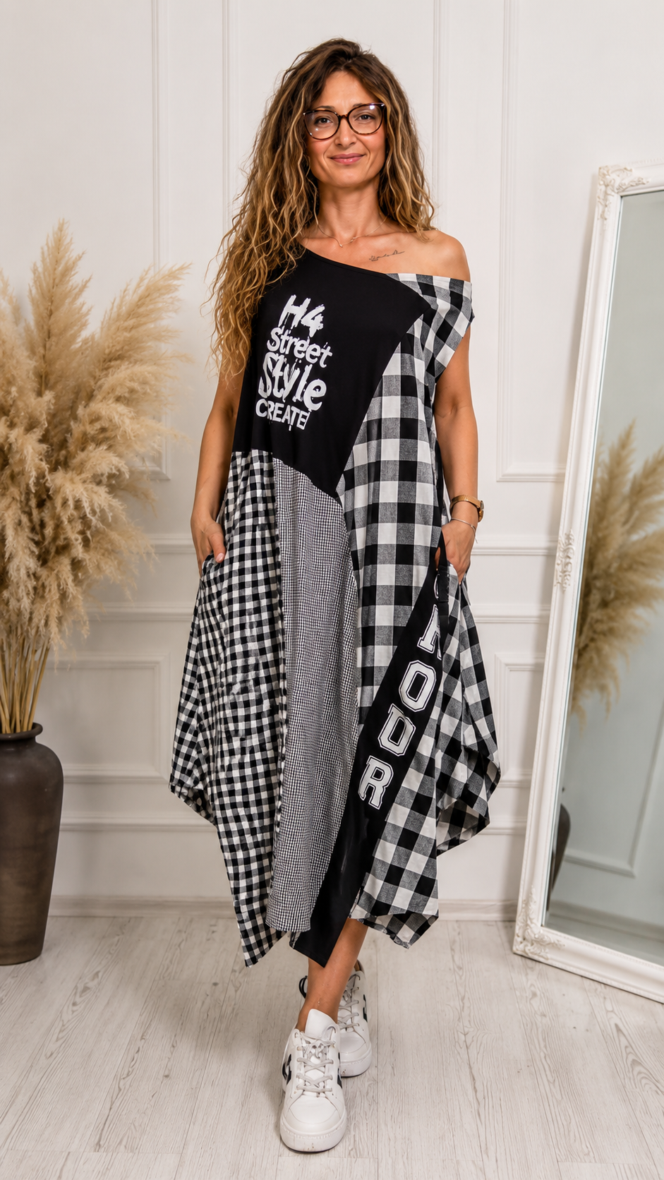 Urban Check Patchwork Dress