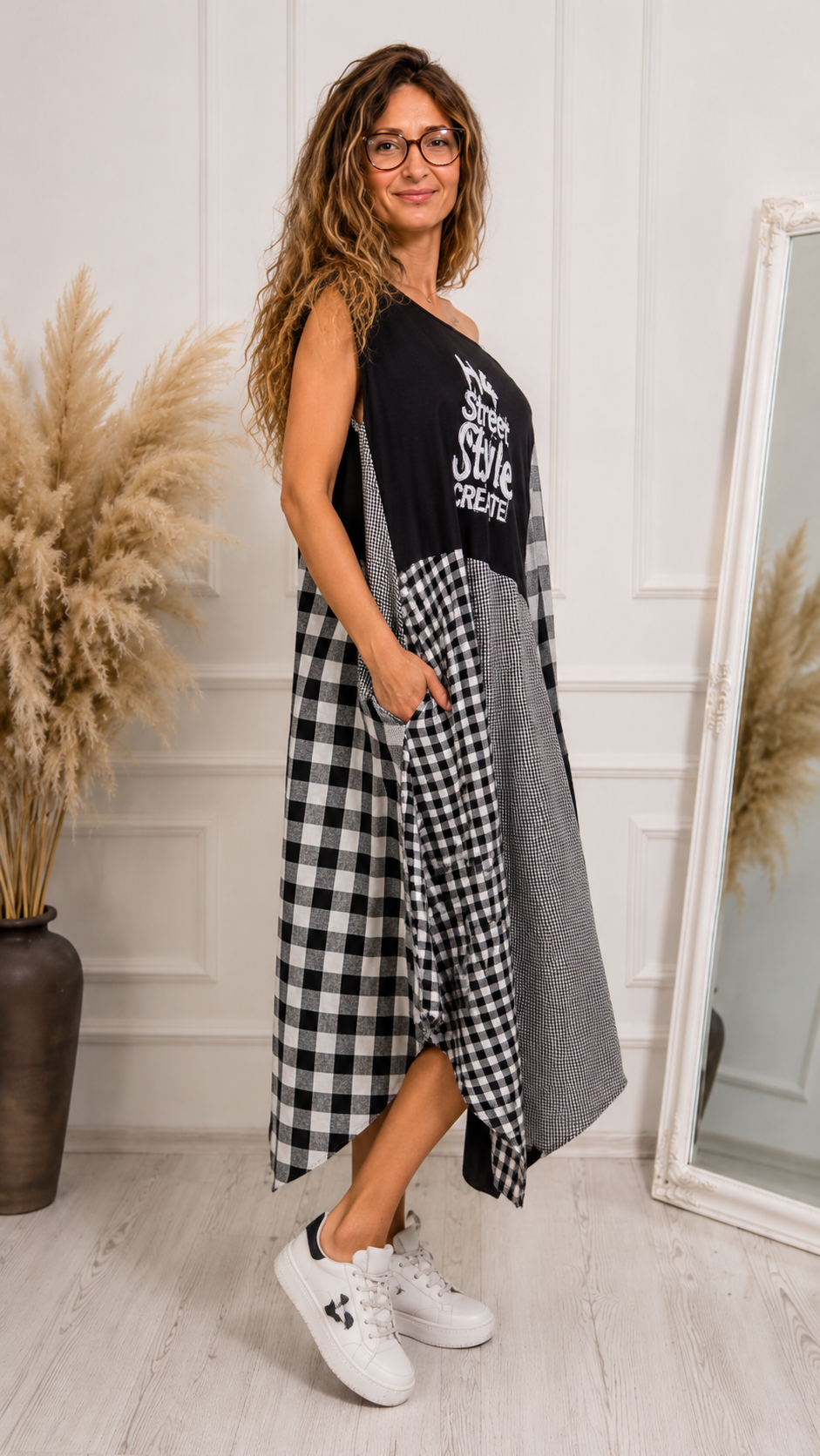Urban Check Patchwork Dress