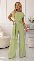 Sage Elegance Draped Pant Set