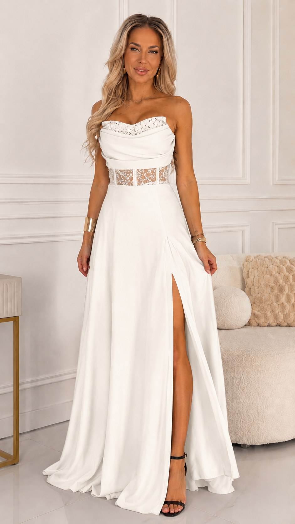 Celeste Midnight Lace Corset Evening Gown