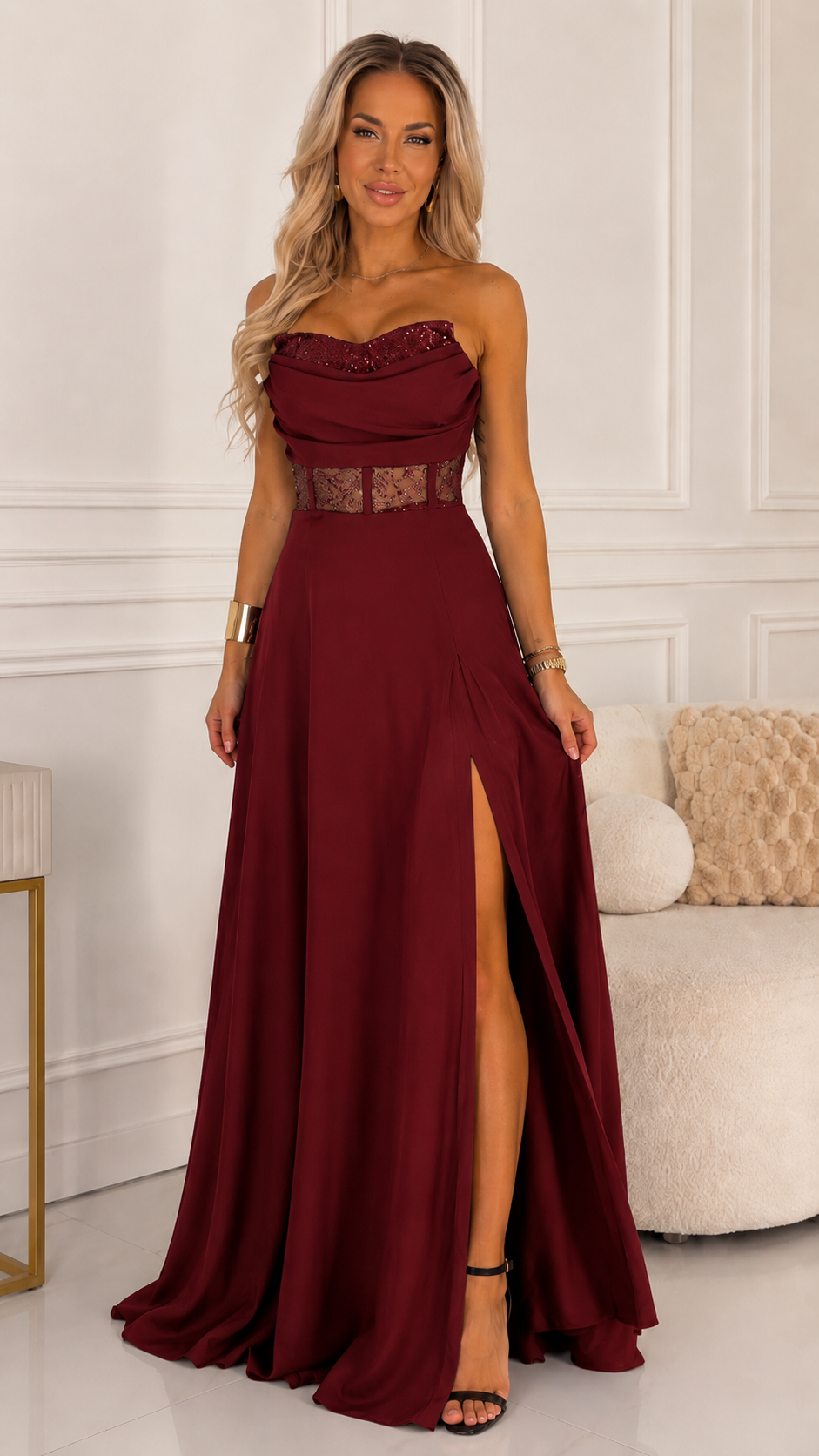 Celeste Midnight Lace Corset Evening Gown