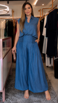 Chic Denim Sleeveless Wide Leg Jumpsuit