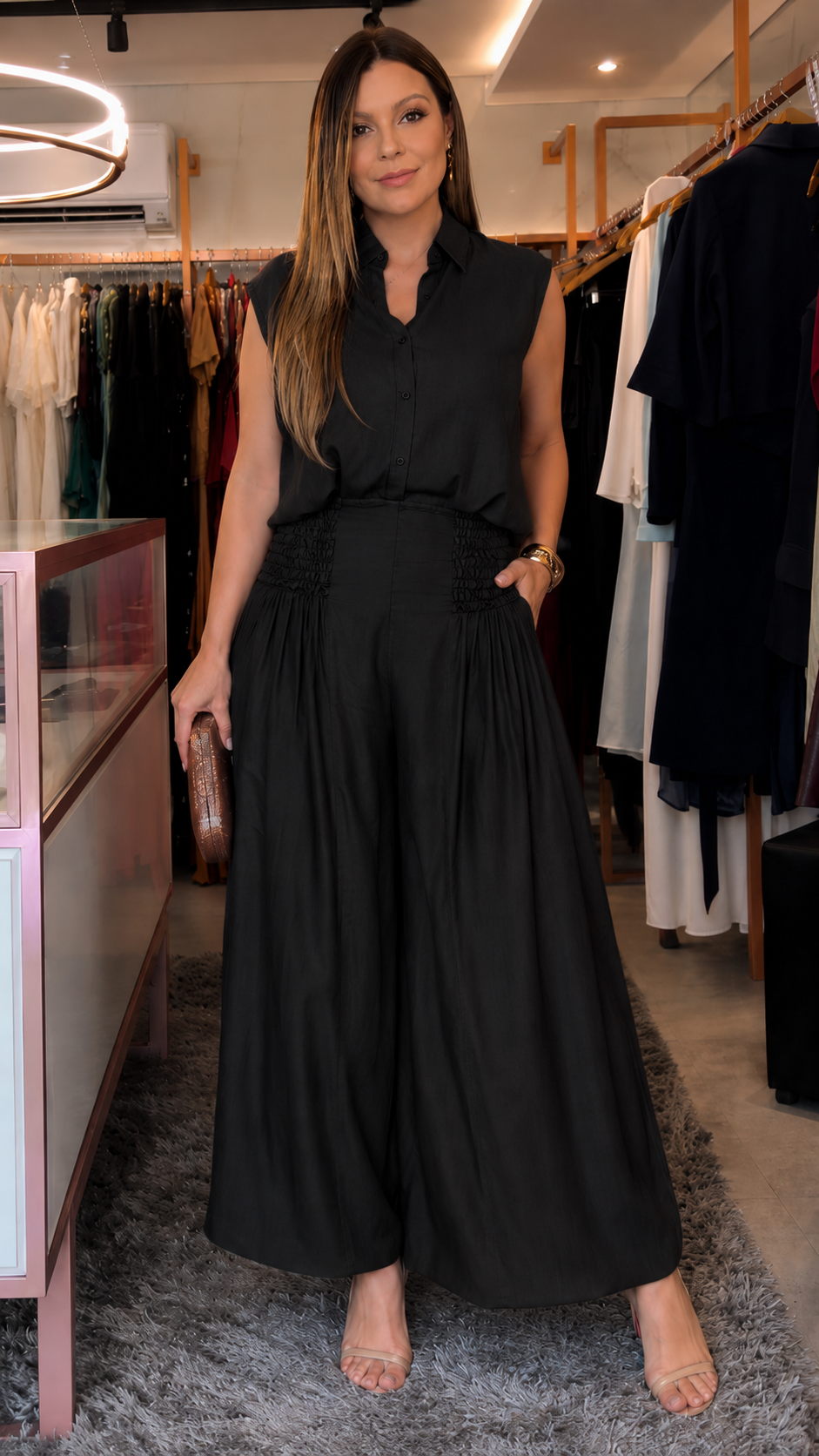 Chic Denim Sleeveless Wide Leg Jumpsuit