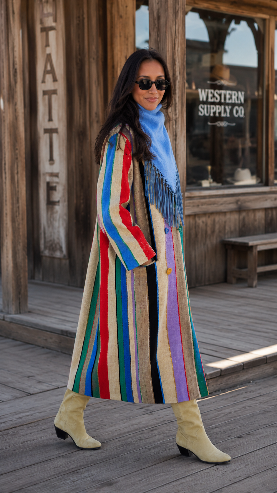 Colorful Striped Western Knit Coat
