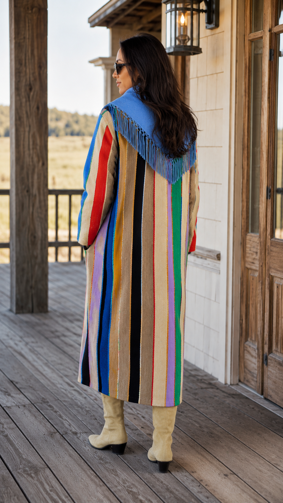 Colorful Striped Western Knit Coat