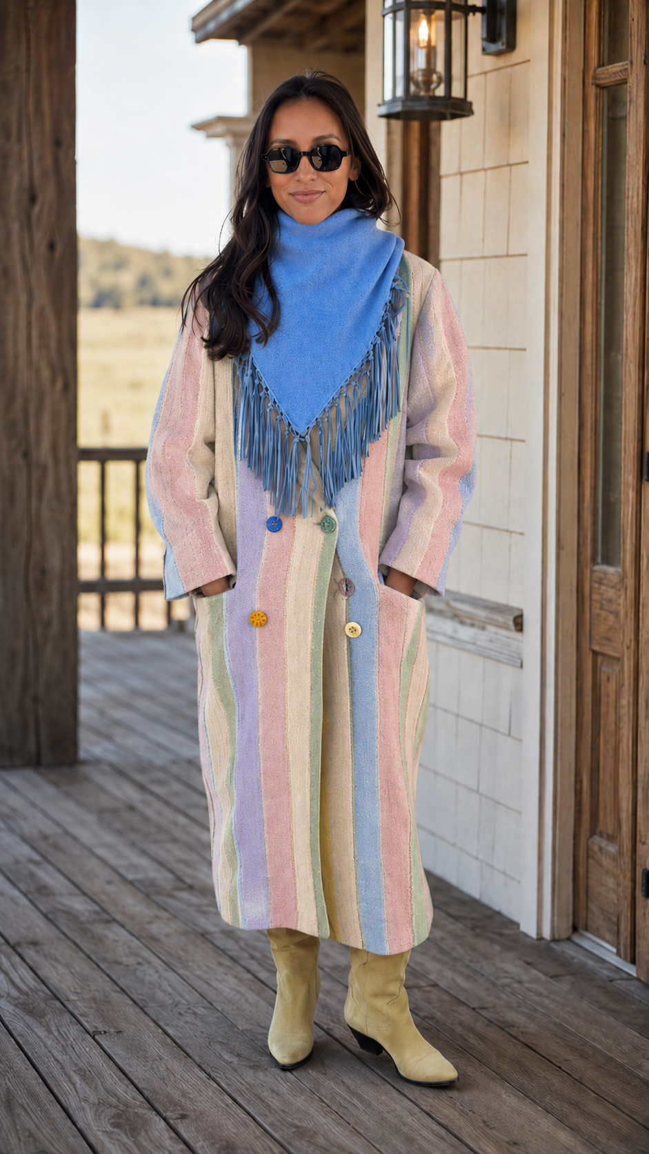 Colorful Striped Western Knit Coat