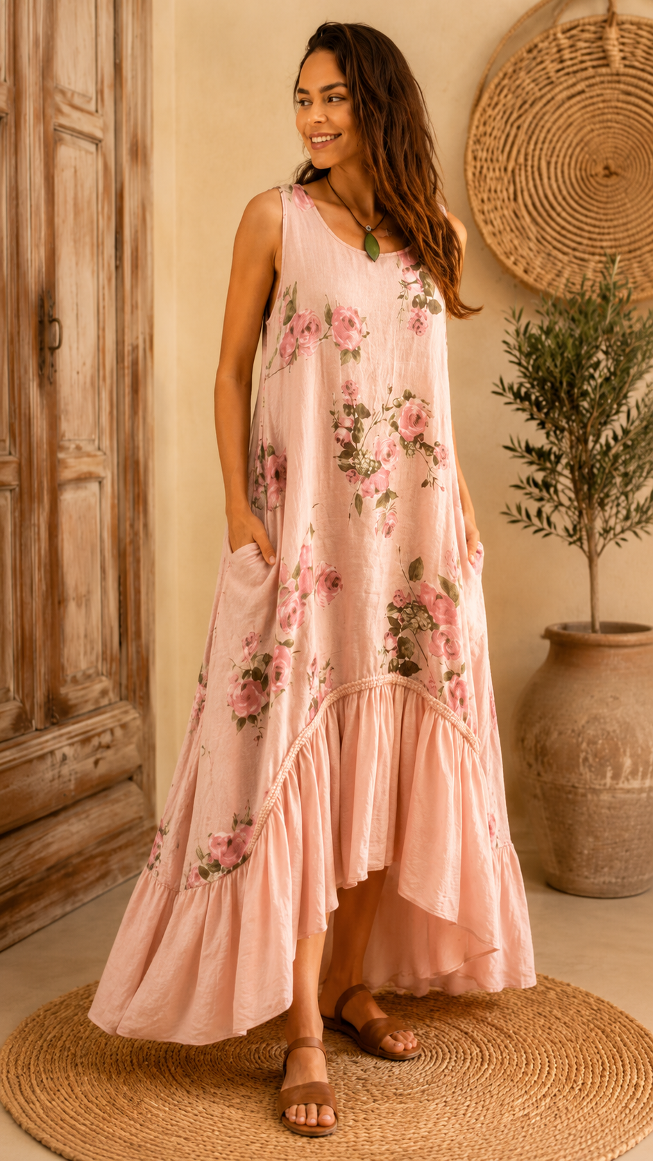 Floral Ruffle Hem Maxi Dress