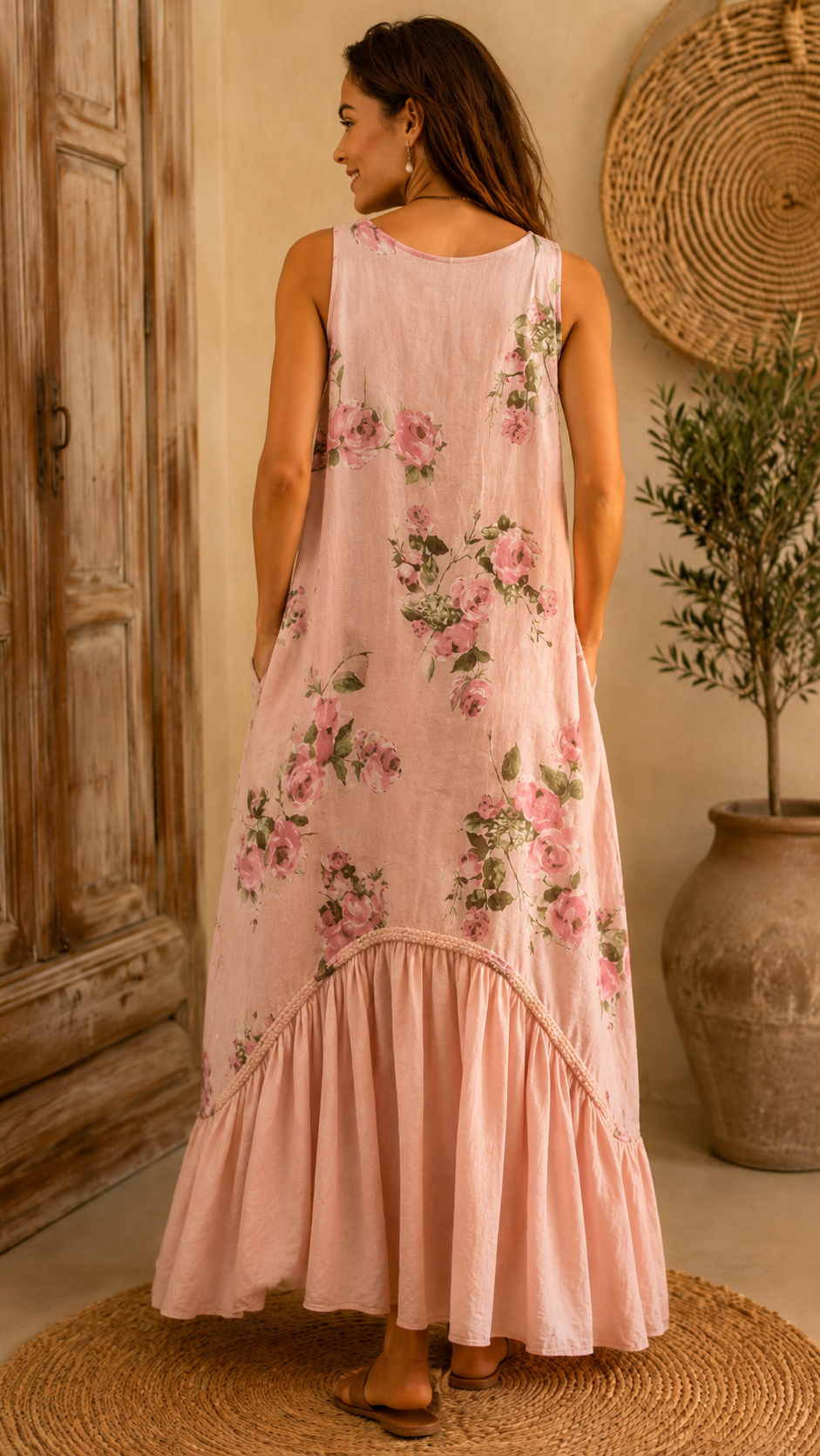 Floral Ruffle Hem Maxi Dress