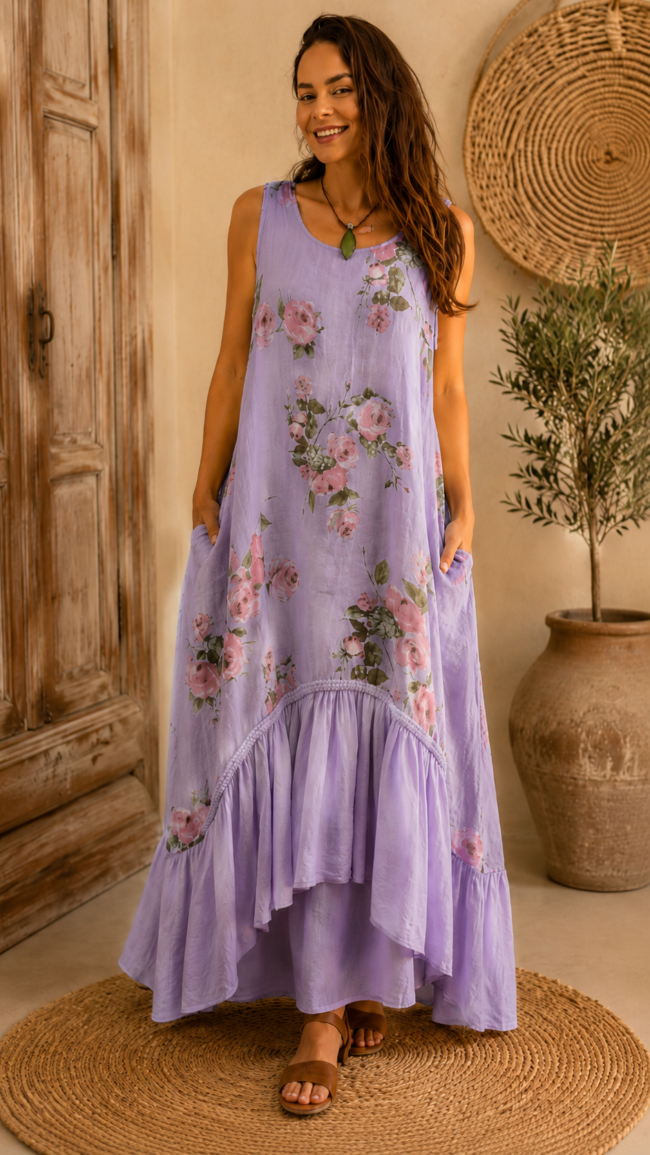 Floral Ruffle Hem Maxi Dress