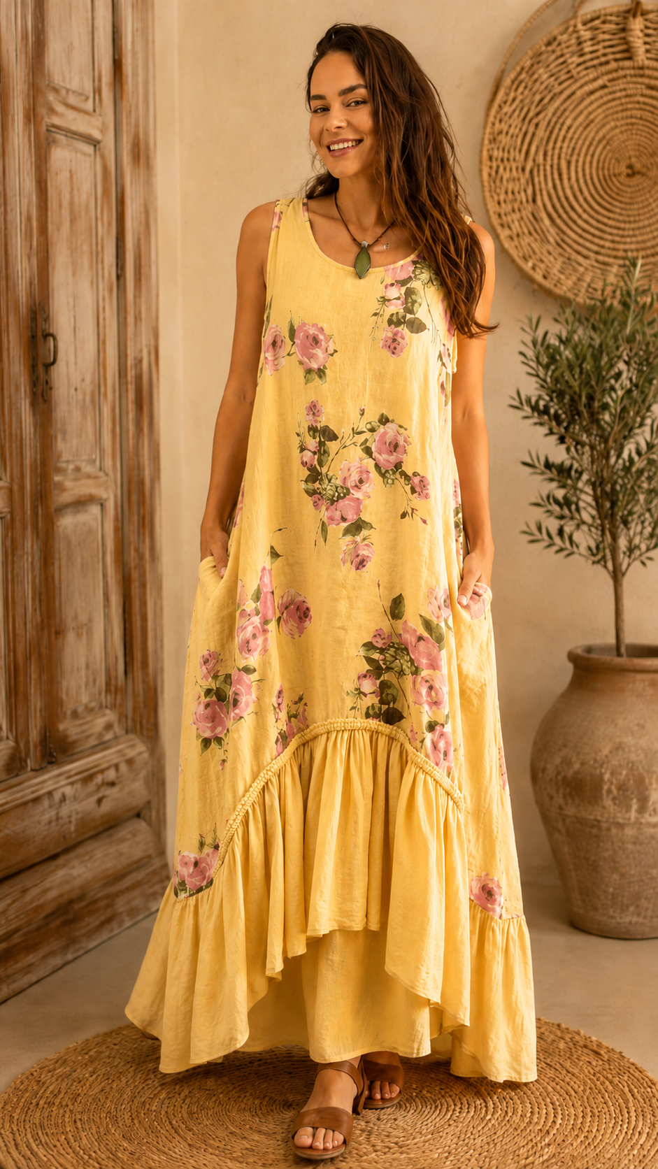Floral Ruffle Hem Maxi Dress
