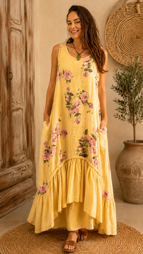 Floral Ruffle Hem Maxi Dress