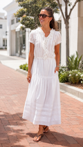 Ruffle Trim Midi Dress