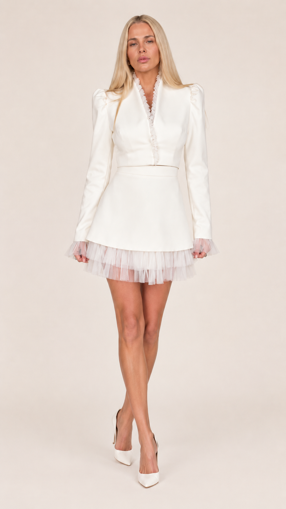 Tulle Trim Skirt Set