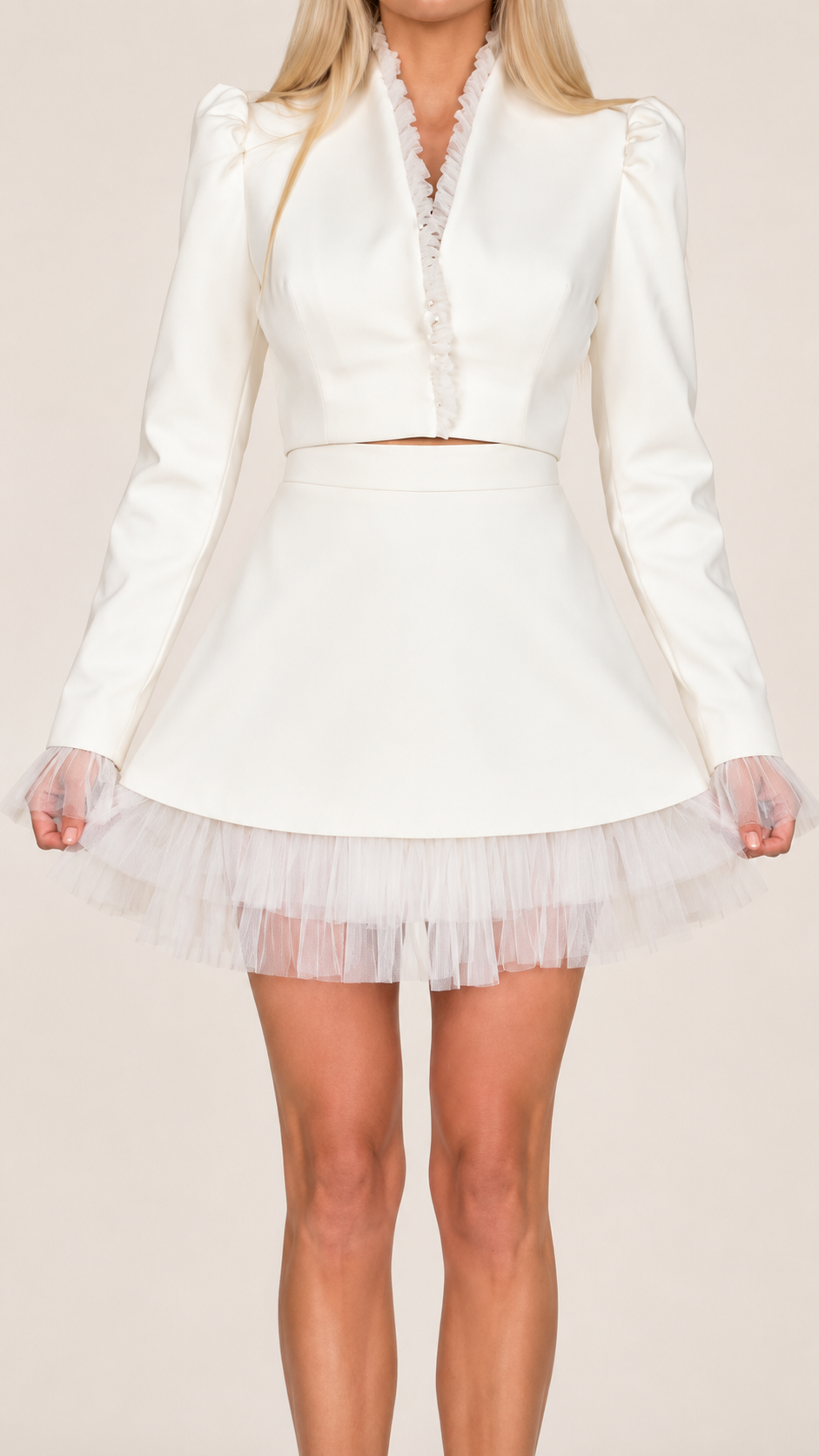 Tulle Trim Skirt Set