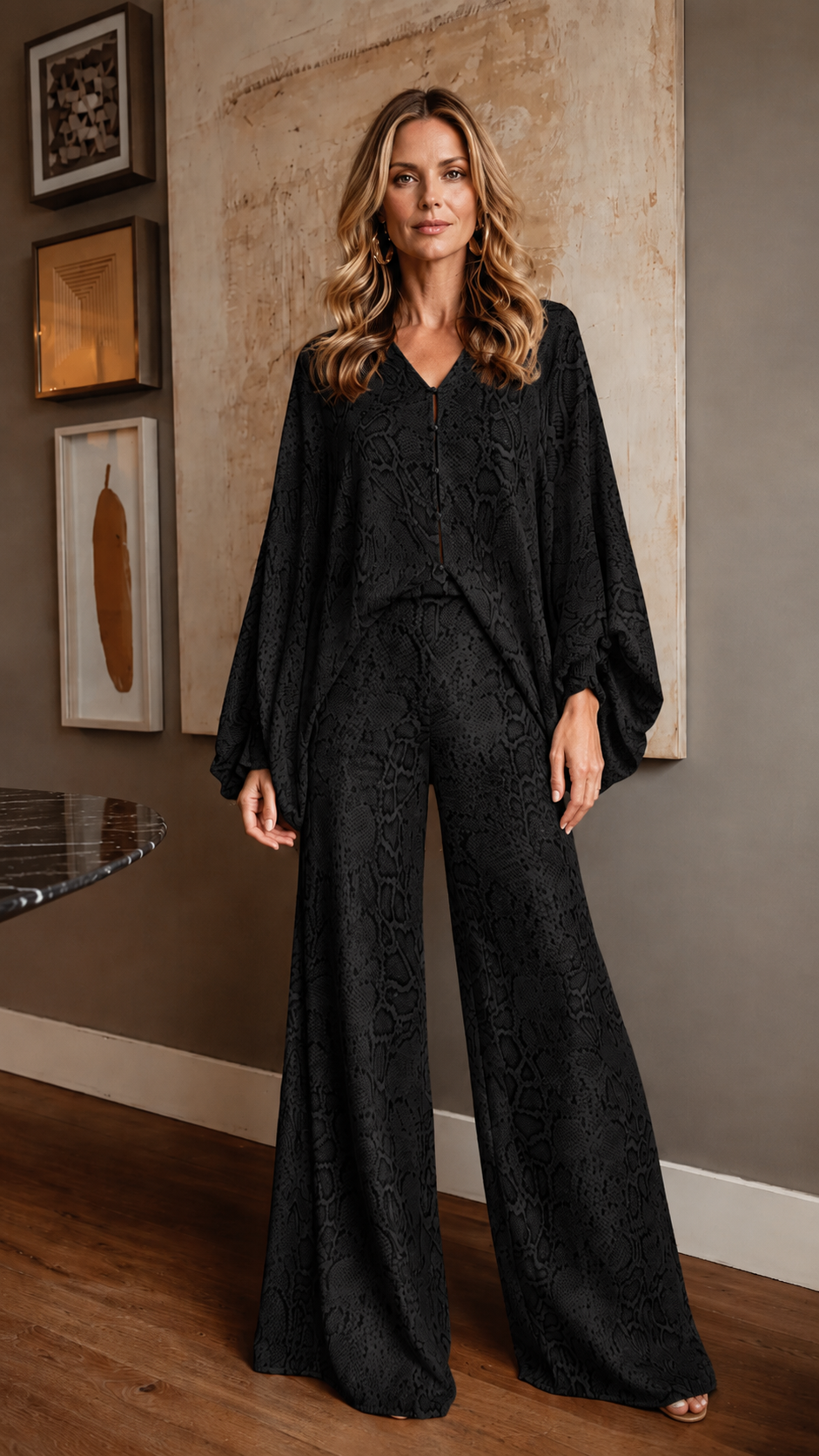 Snake Print Wide-Leg Set