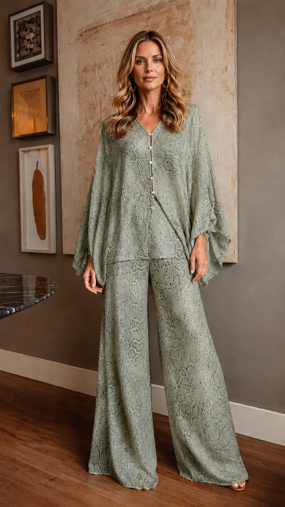 Snake Print Wide-Leg Set