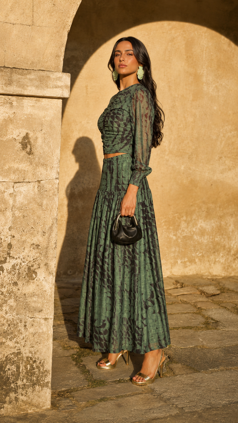 Ruched Printed Maxi Set