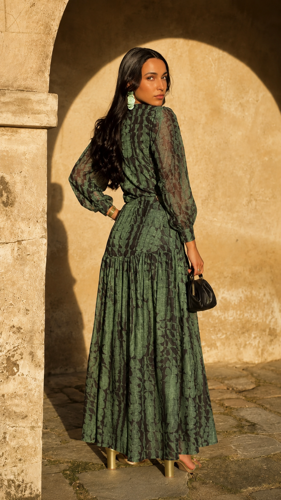 Ruched Printed Maxi Set