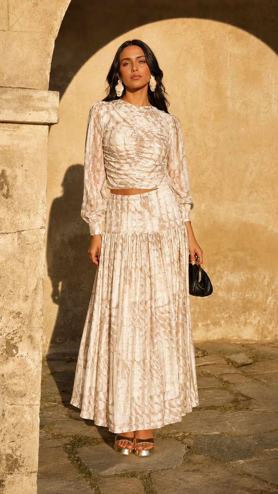 Ruched Printed Maxi Set