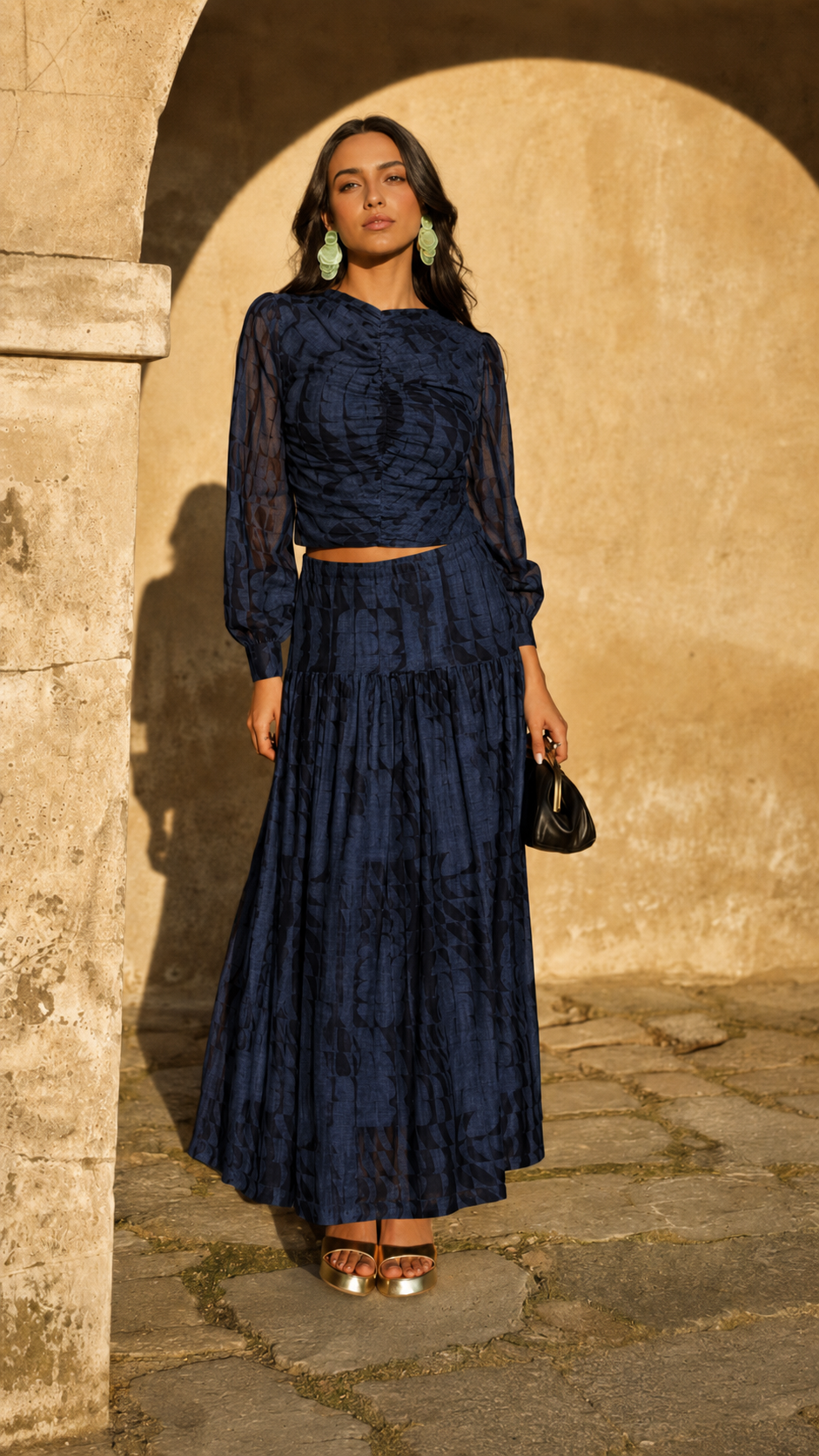 Ruched Printed Maxi Set