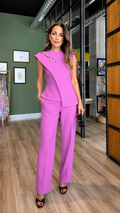 Asymmetric Button Pant Set