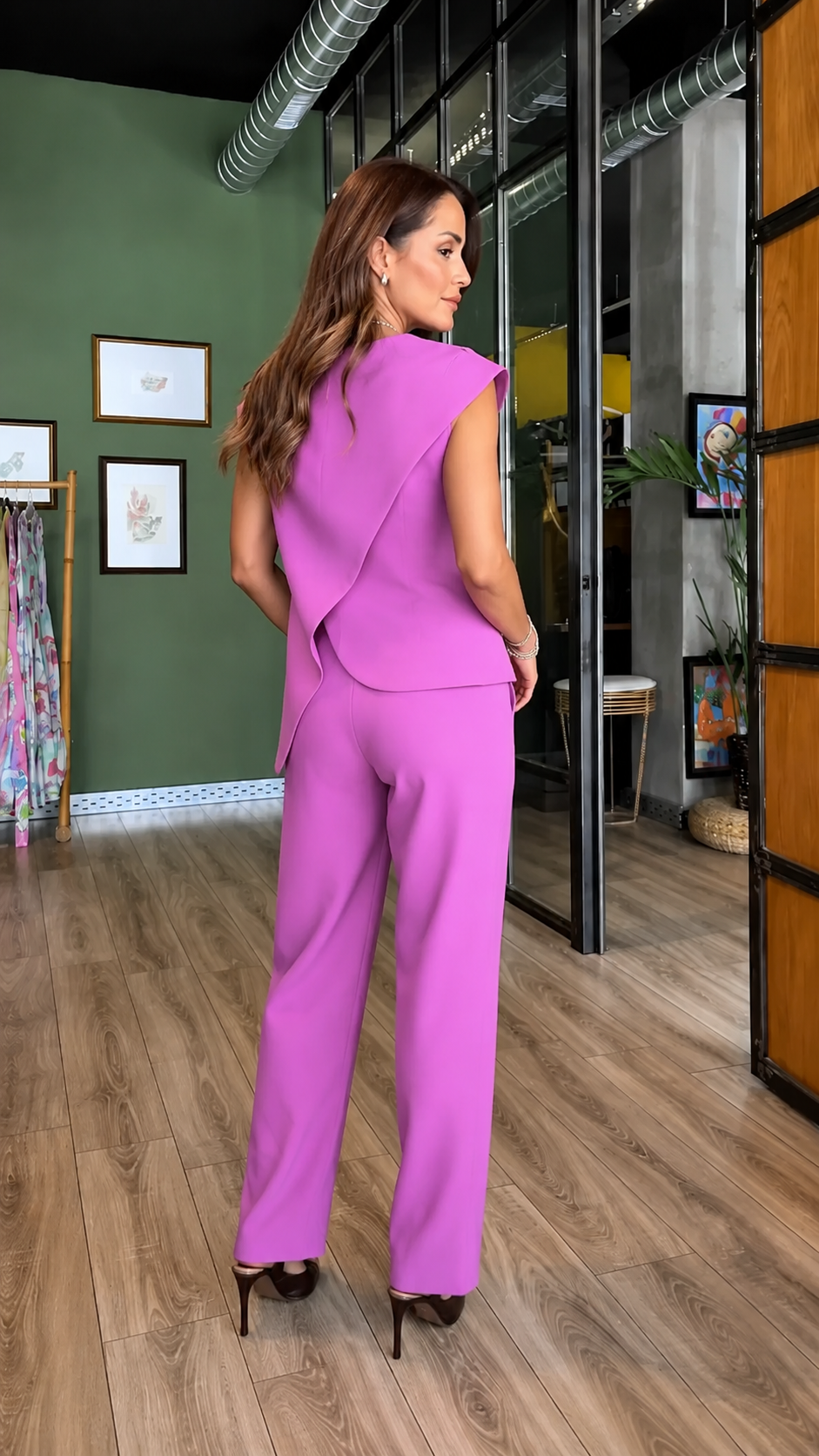Asymmetric Button Pant Set