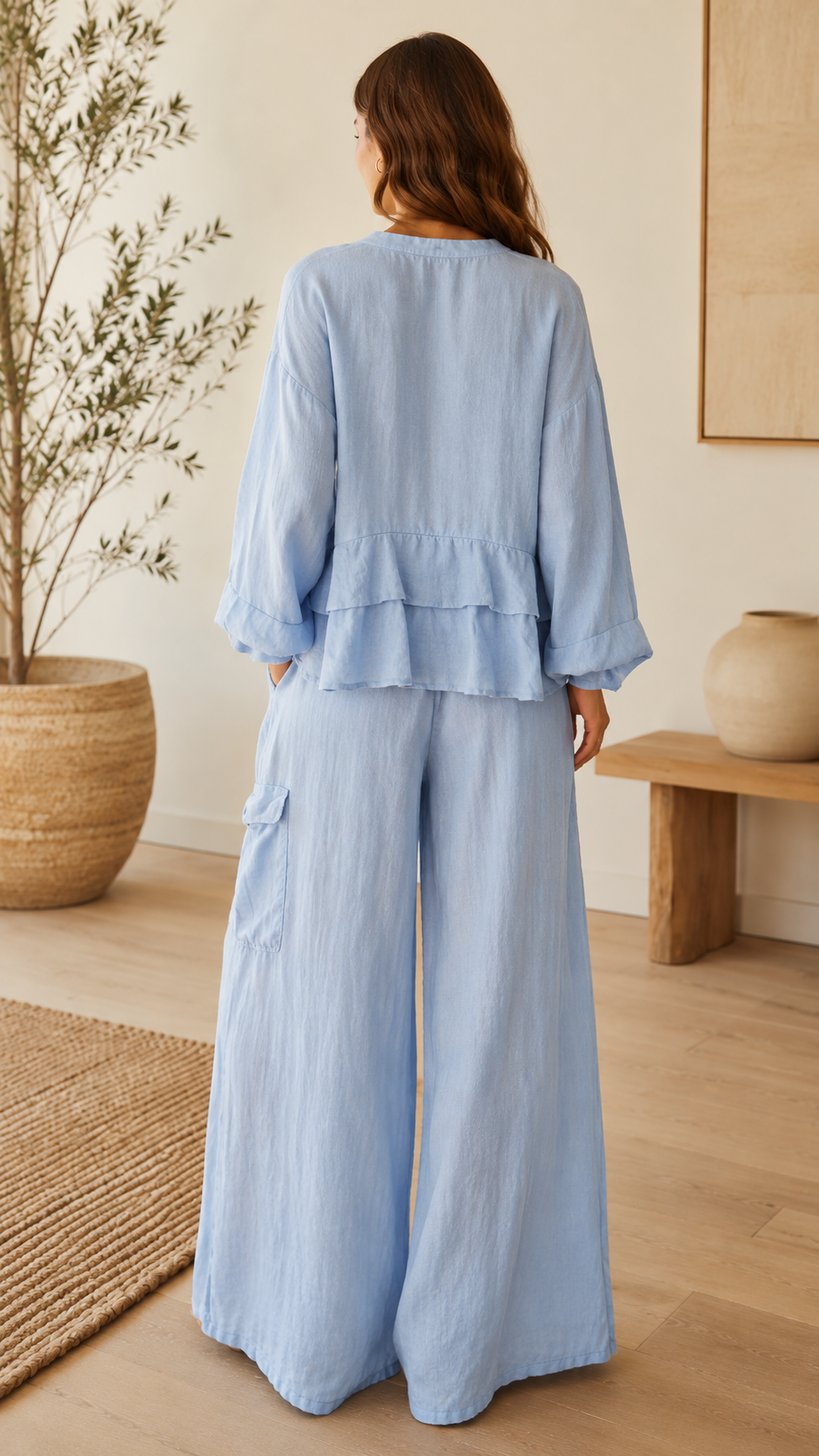 Linen Ruffle 2-Piece Set