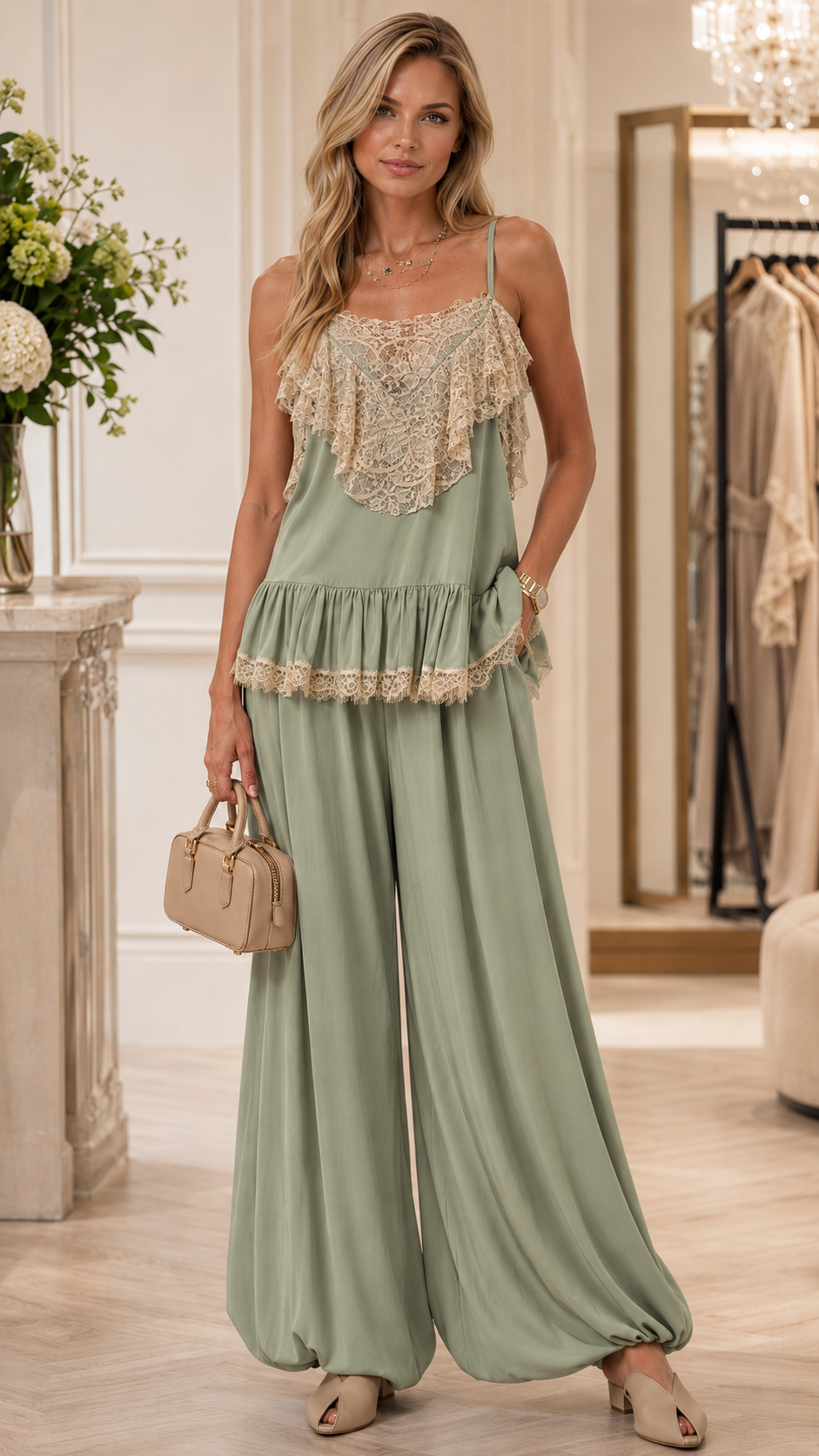 Lace Trim Lounge Set
