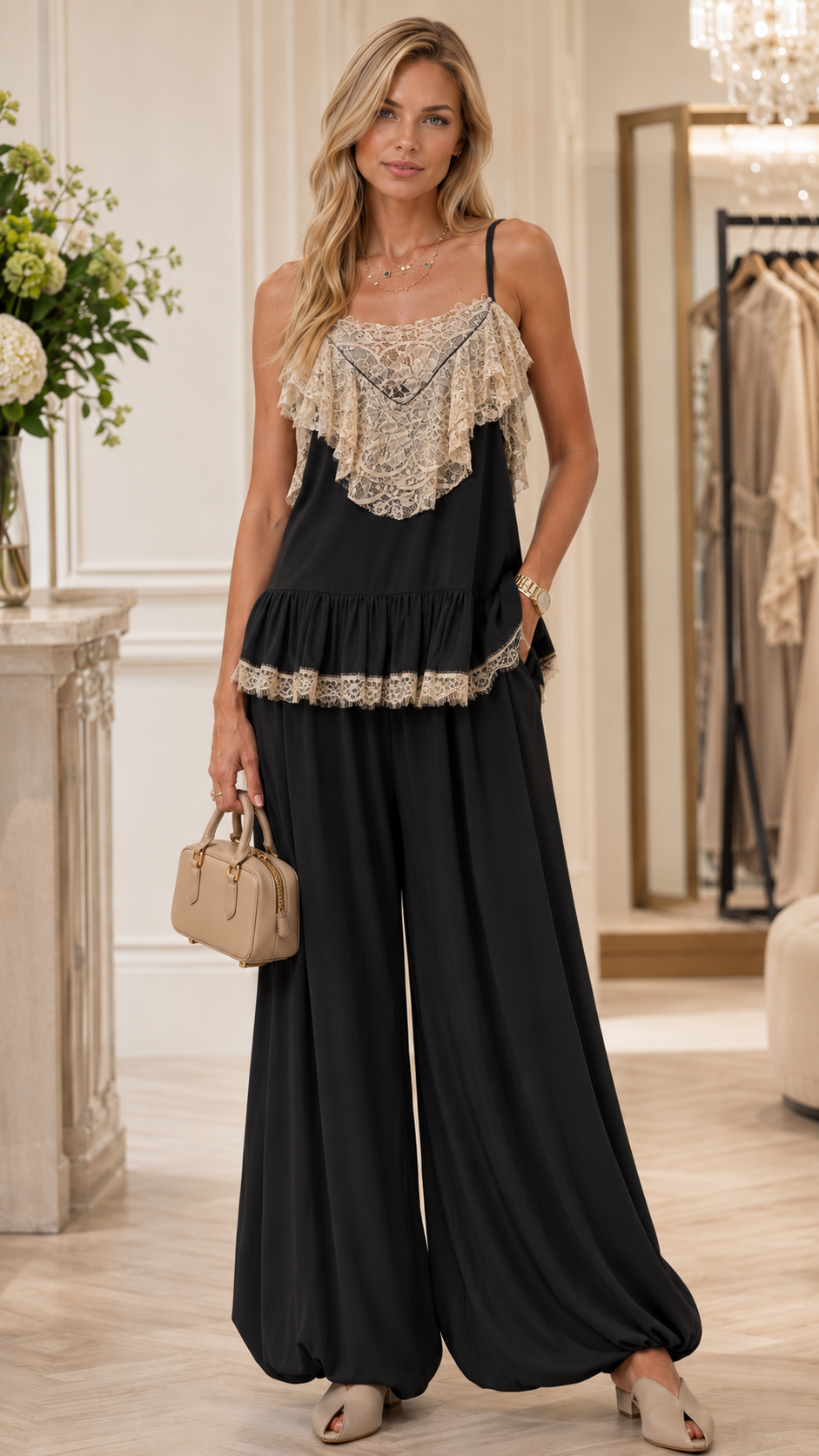 Lace Trim Lounge Set