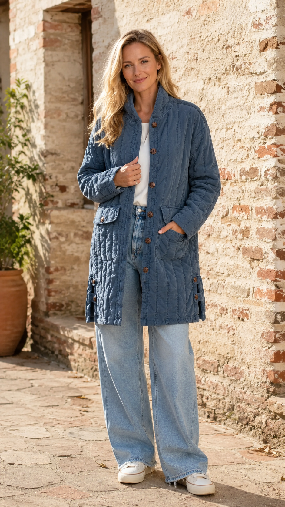 Quilted Button Jacket