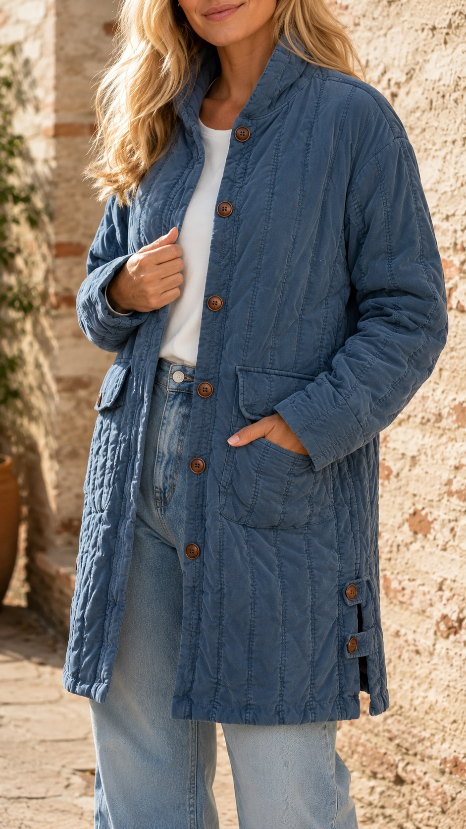 Quilted Button Jacket