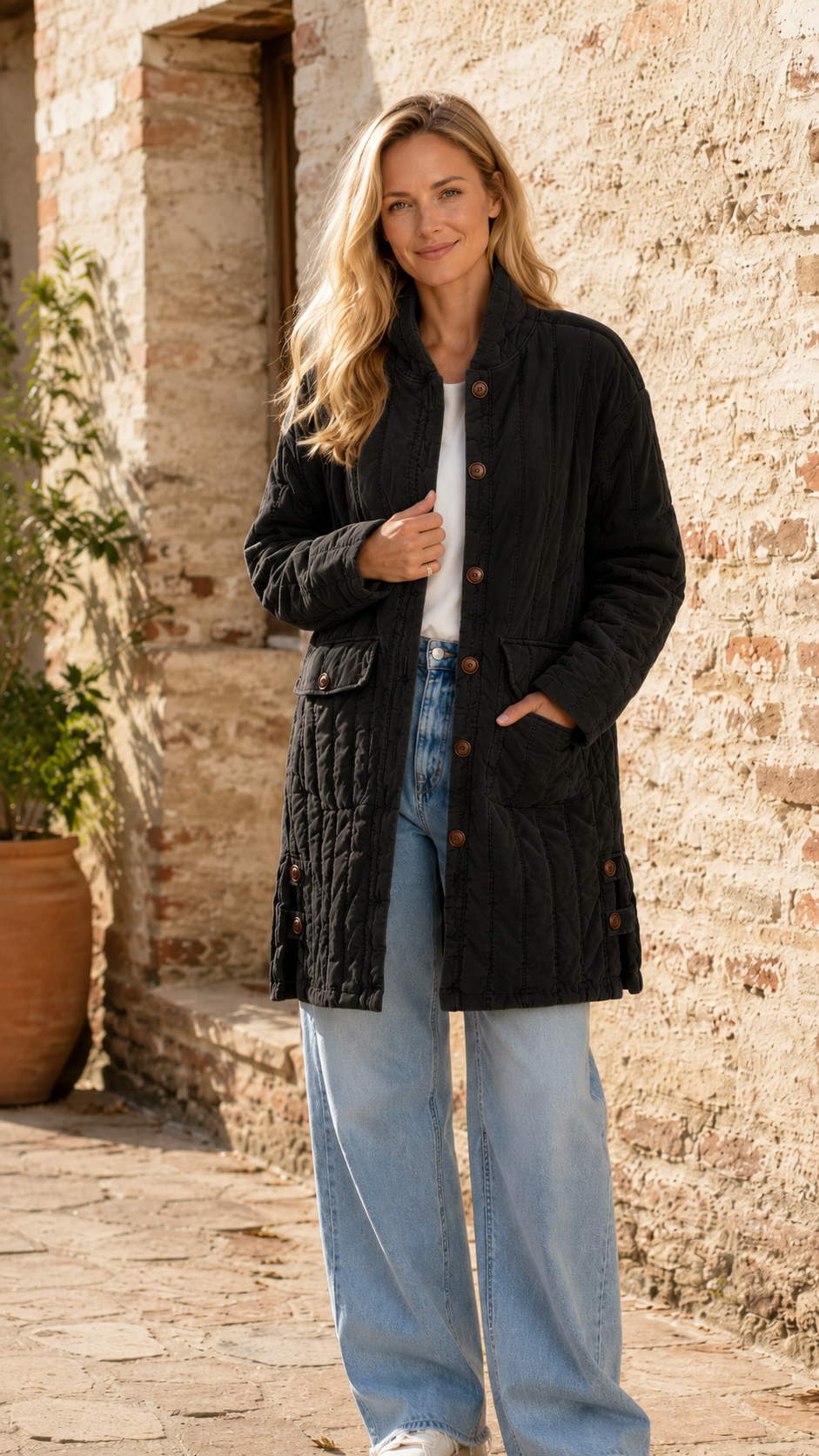 Quilted Button Jacket