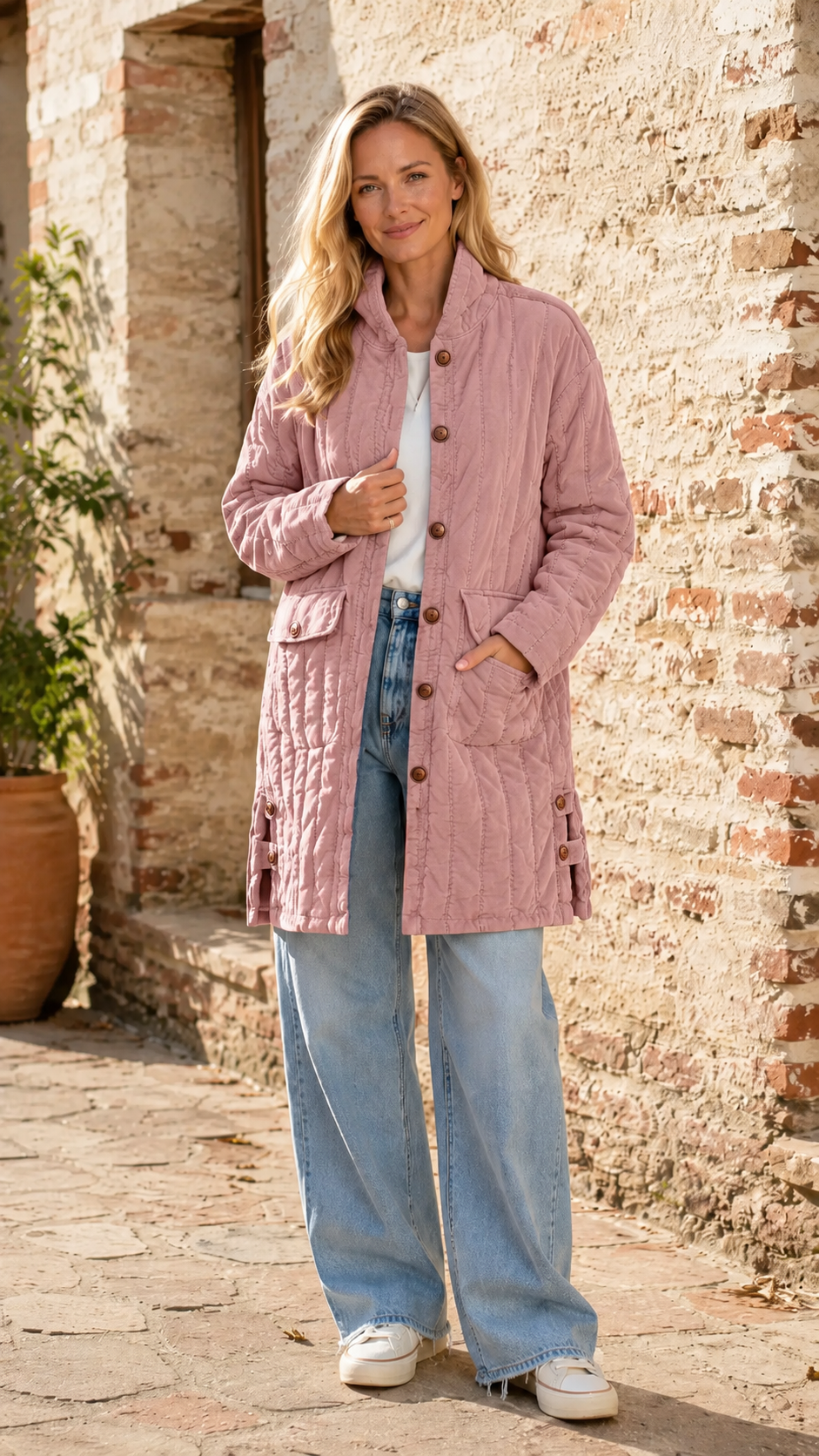 Quilted Button Jacket