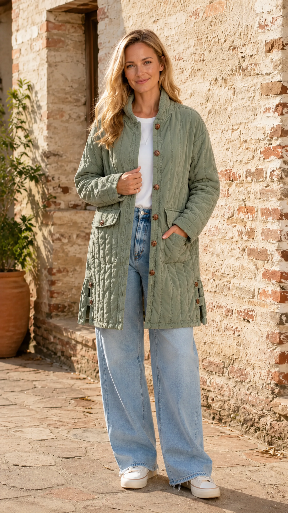 Quilted Button Jacket