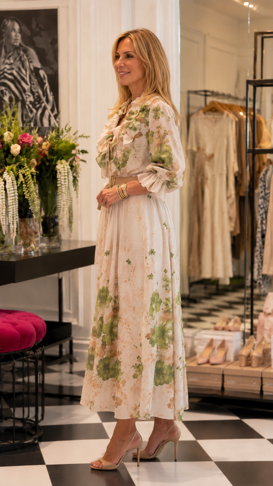 Floral Ruffle Midi Dress