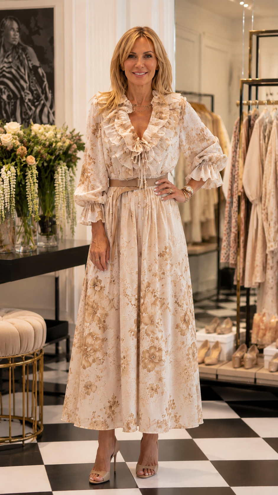 Floral Ruffle Midi Dress