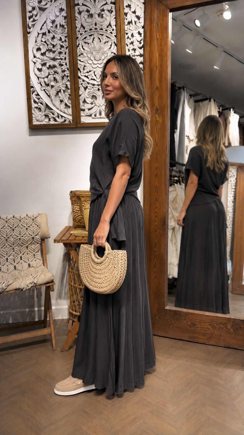 Side-Tie Top & Flowy Wide-Leg Pants Set