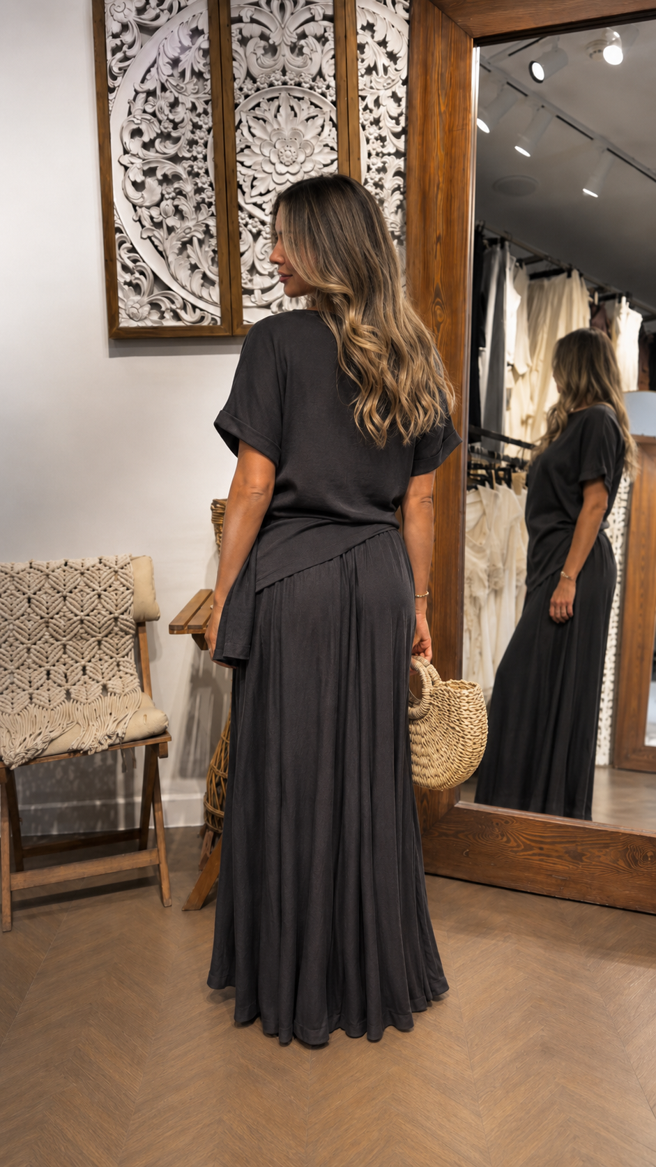 Side-Tie Top & Flowy Wide-Leg Pants Set