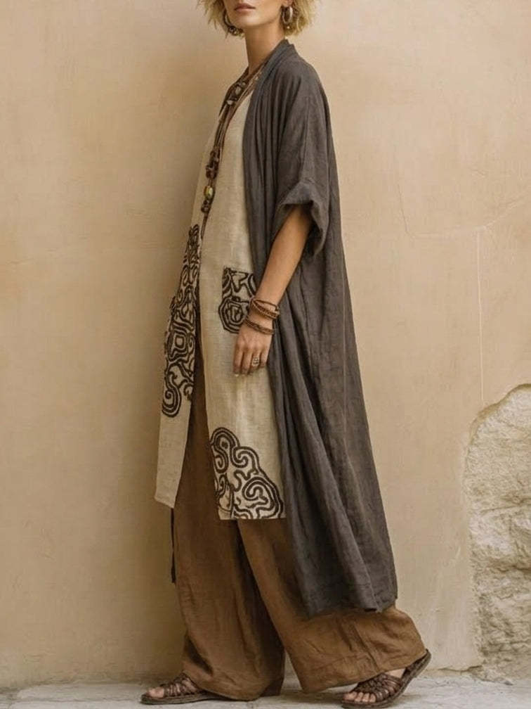 Women's Spring/Summer Cotton Linen Casual Vacation Three-Piece Set