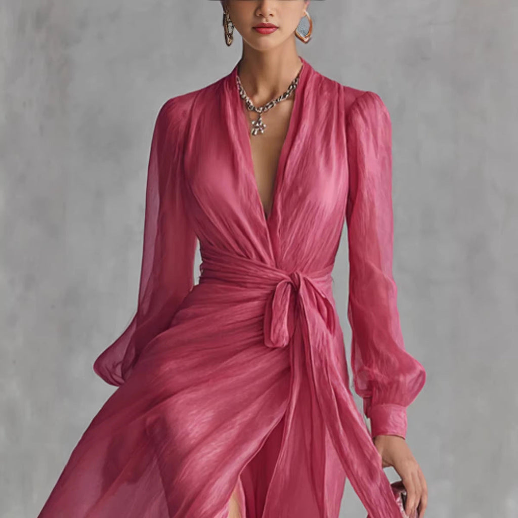 Fuchsia Chiffon Wrap Maxi Dress Timeless Elegance, Effortless Allure