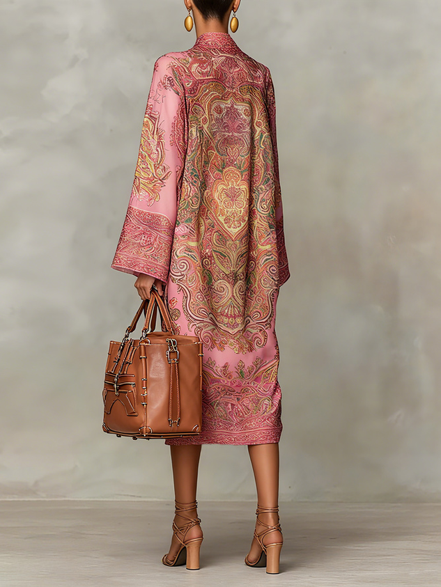 Plus Size Urban Paisley Printing Midi Dress