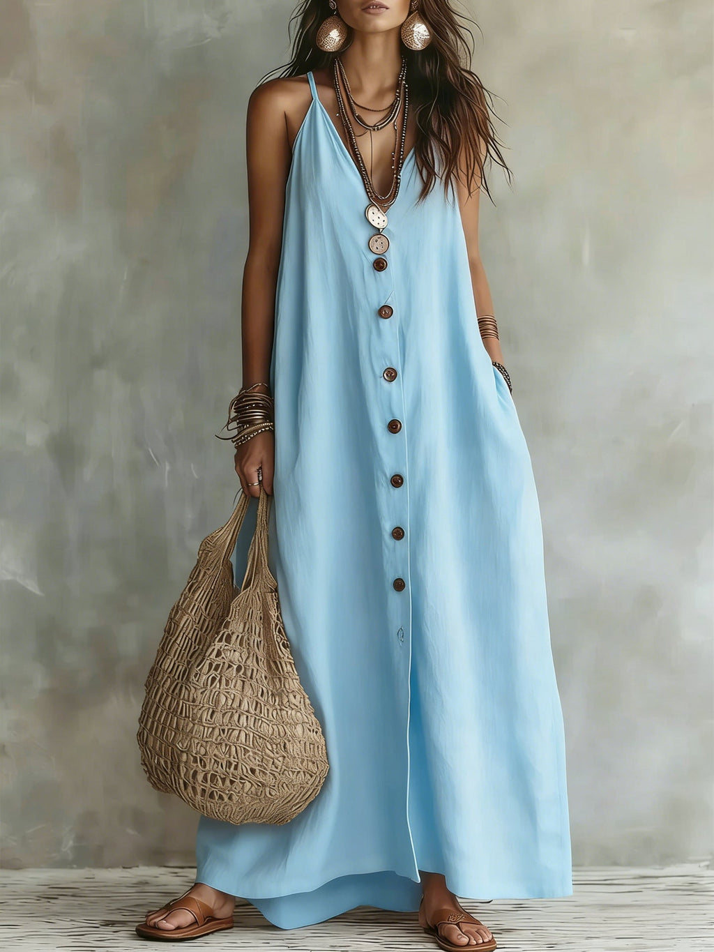 🌿 Boho Linen Maxi Dress: Effortless Summer Style