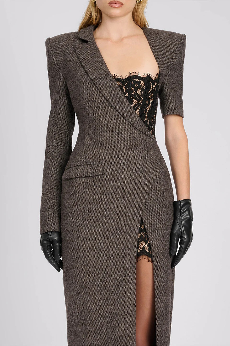 Asymmetric Blazer Maxi Dress