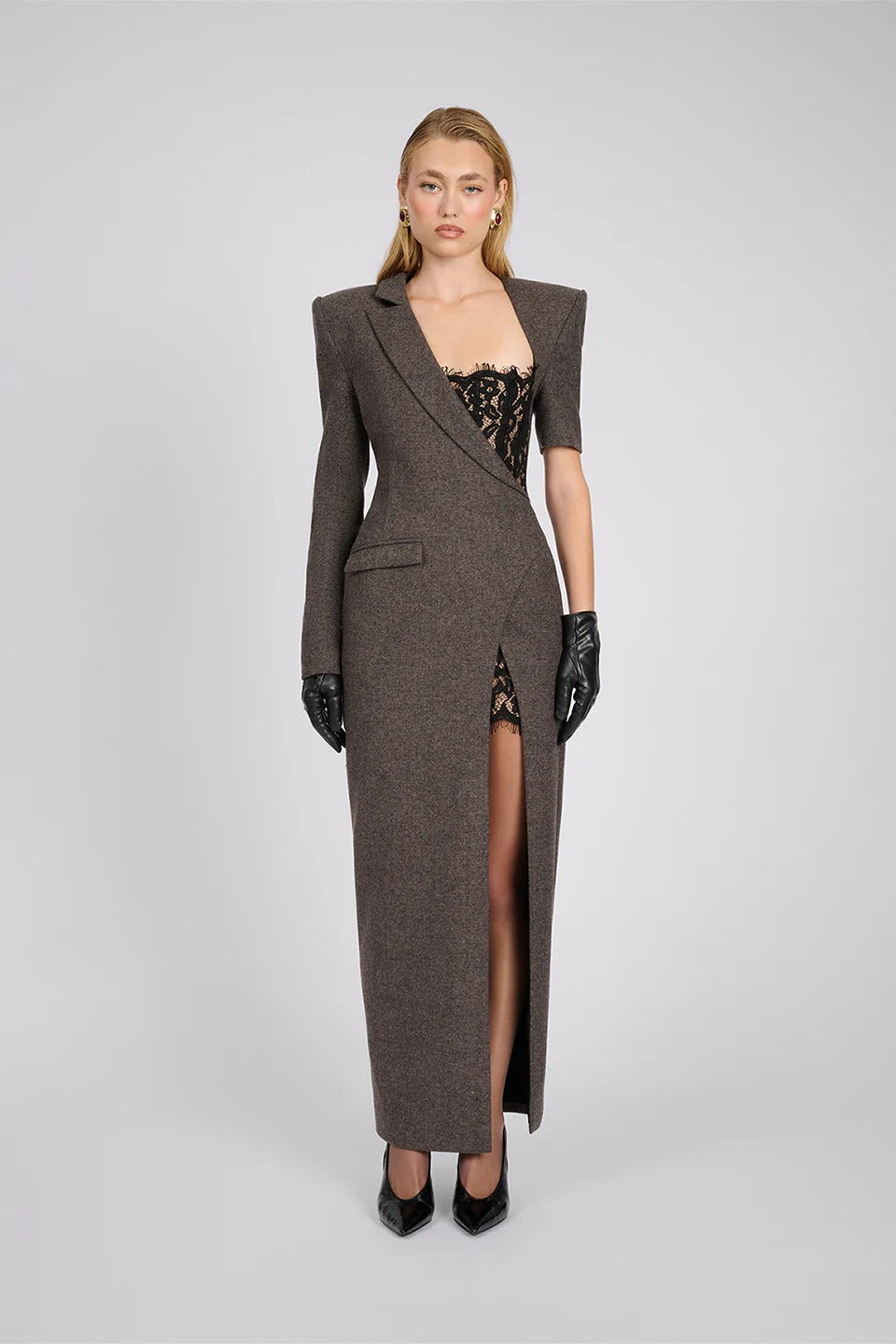 Asymmetric Blazer Maxi Dress