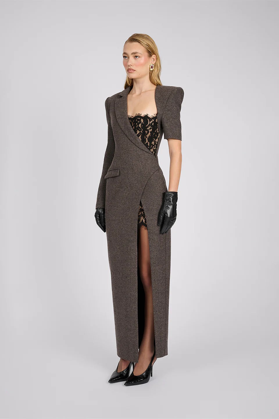 Asymmetric Blazer Maxi Dress